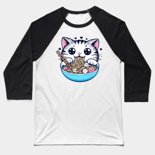 Noodles eated by Kawaii Cat Baseball T-Shirt